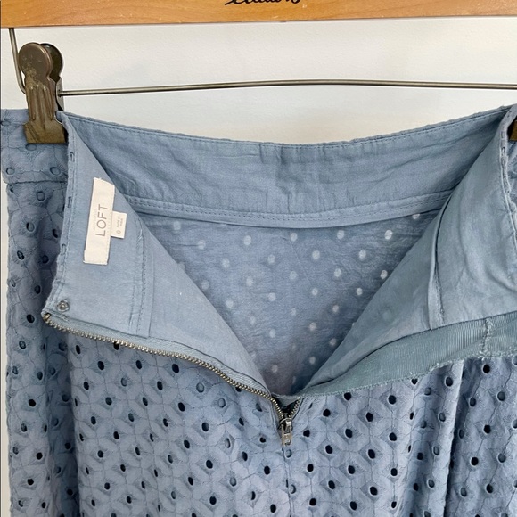 Loft French Blue Eyelet A-Line Skirt - Picture 5 of 7